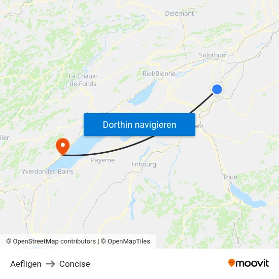 Aefligen to Concise map