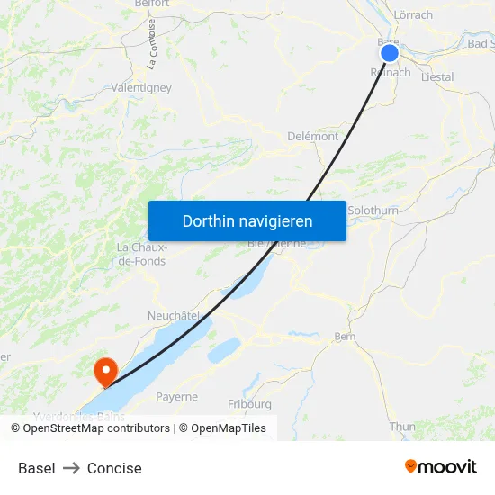 Basel to Concise map