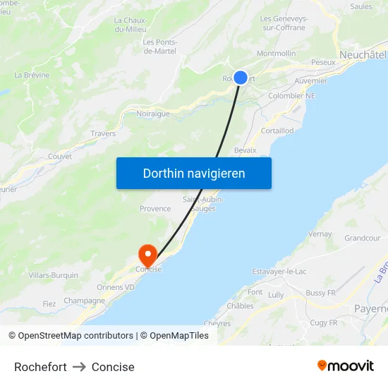 Rochefort to Concise map