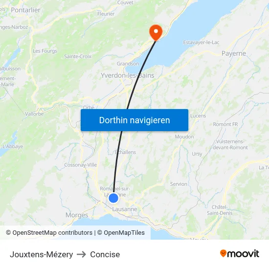 Jouxtens-Mézery to Concise map
