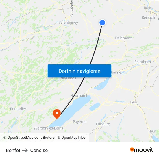 Bonfol to Concise map