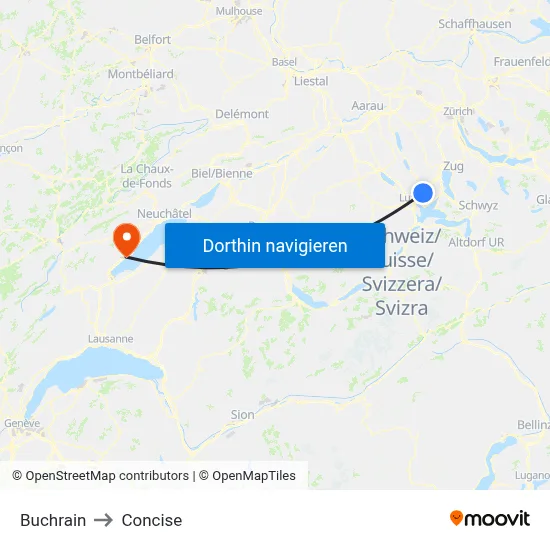 Buchrain to Concise map