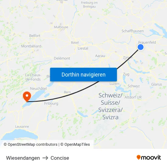 Wiesendangen to Concise map