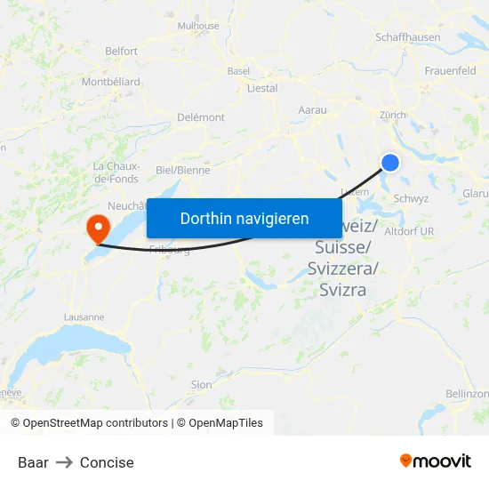 Baar to Concise map