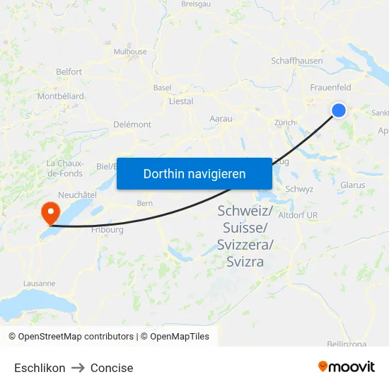 Eschlikon to Concise map