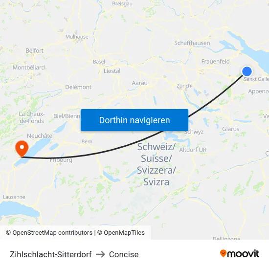 Zihlschlacht-Sitterdorf to Concise map