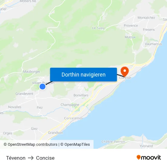 Tévenon to Concise map