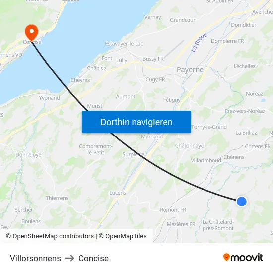 Villorsonnens to Concise map