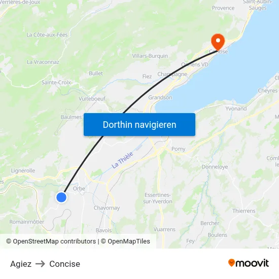 Agiez to Concise map