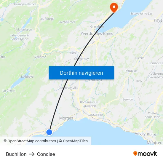 Buchillon to Concise map