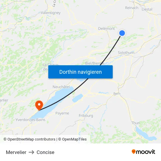 Mervelier to Concise map