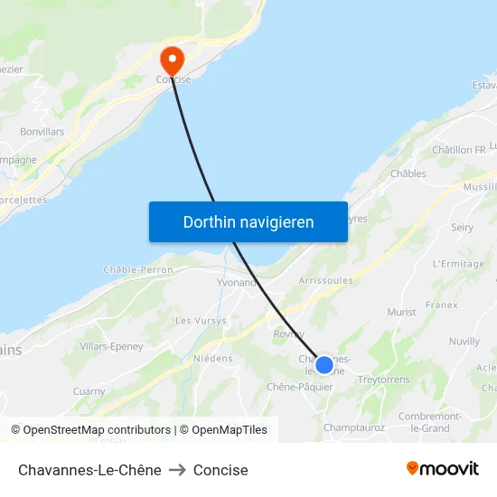 Chavannes-Le-Chêne to Concise map