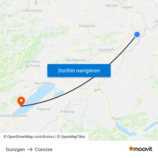 Gunzgen to Concise map