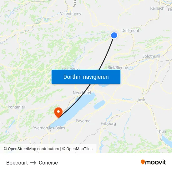Boécourt to Concise map
