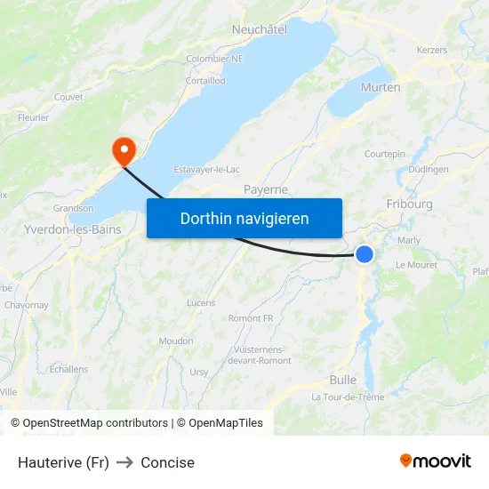 Hauterive (Fr) to Concise map