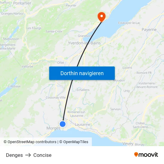 Denges to Concise map