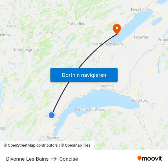 Divonne-Les-Bains to Concise map