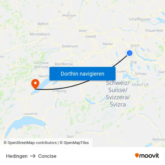 Hedingen to Concise map