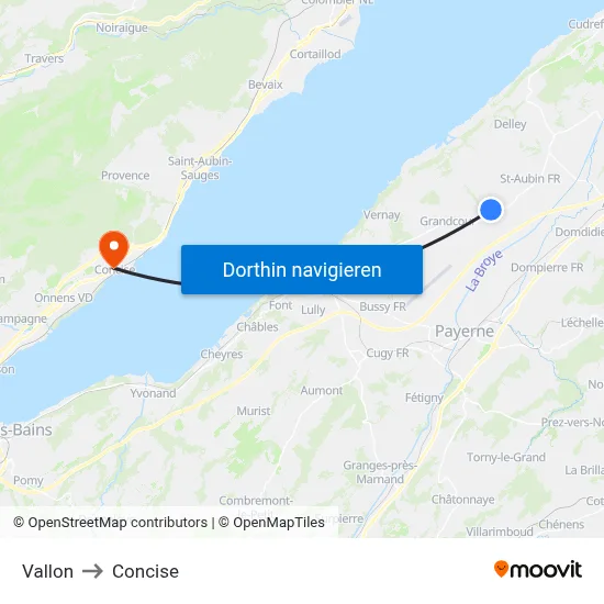 Vallon to Concise map