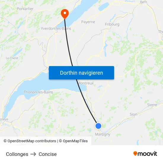Collonges to Concise map