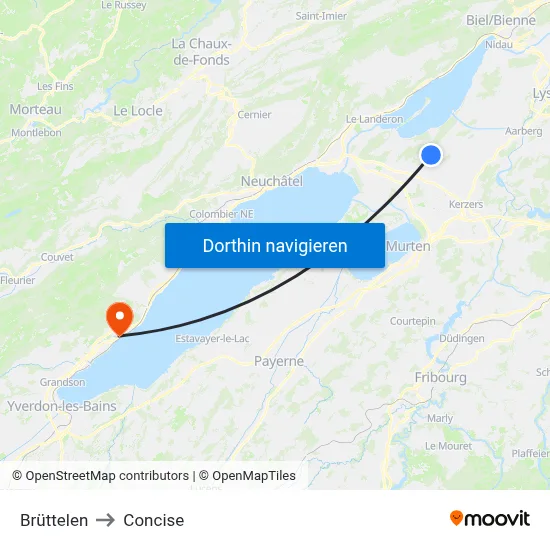 Brüttelen to Concise map