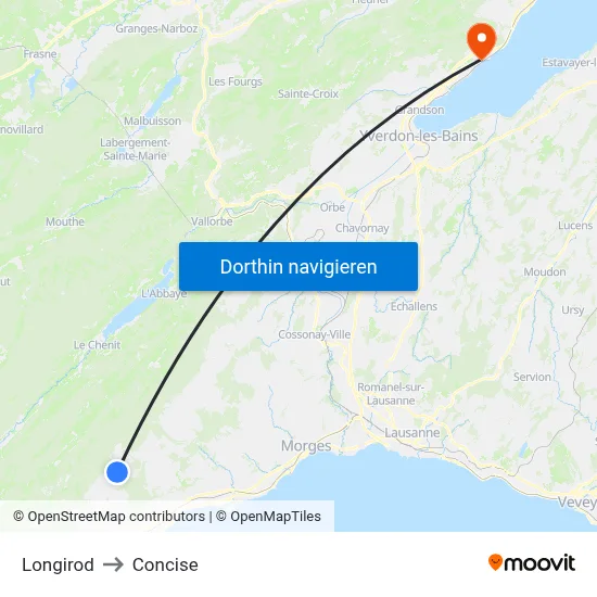 Longirod to Concise map