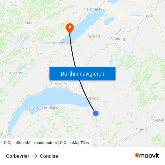 Corbeyrier to Concise map