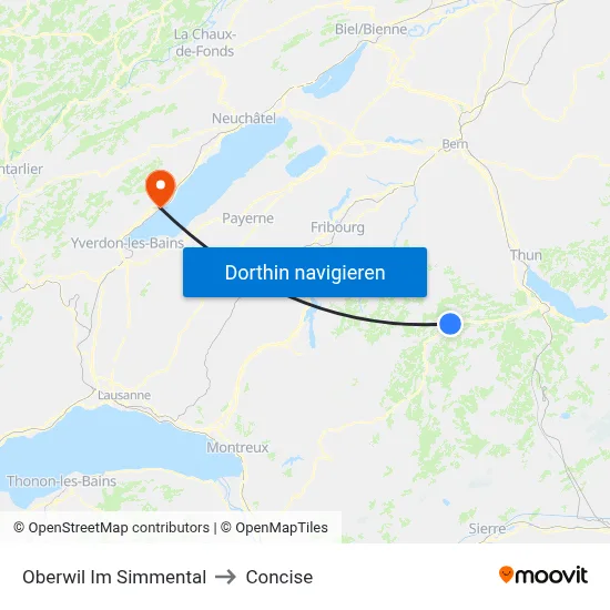 Oberwil Im Simmental to Concise map
