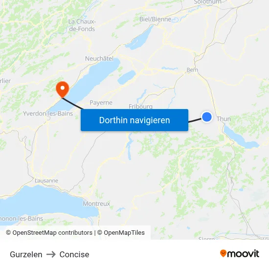 Gurzelen to Concise map