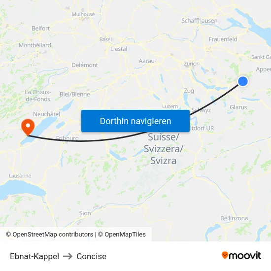 Ebnat-Kappel to Concise map