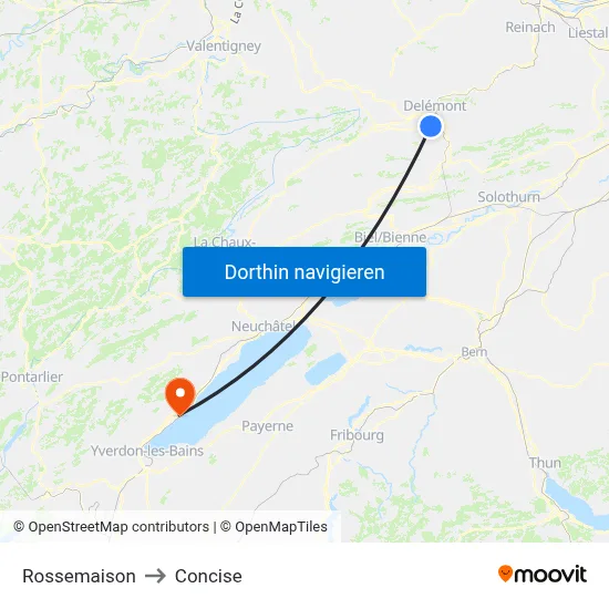 Rossemaison to Concise map