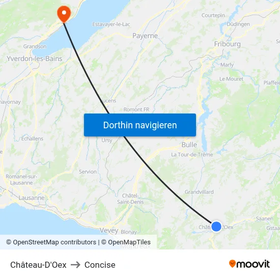 Château-D'Oex to Concise map