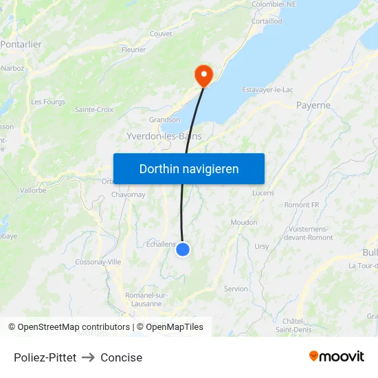 Poliez-Pittet to Concise map