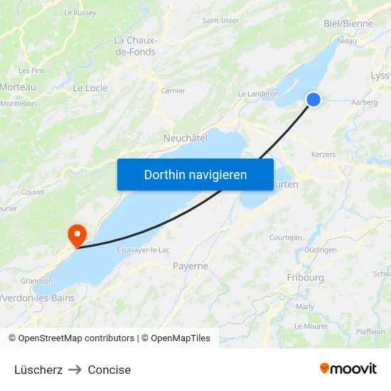 Lüscherz to Concise map