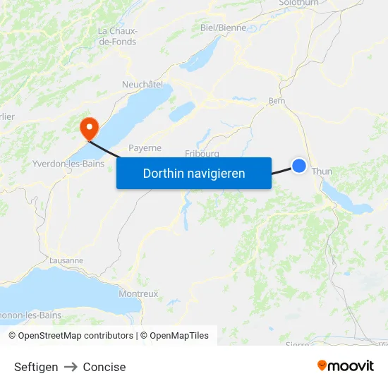 Seftigen to Concise map