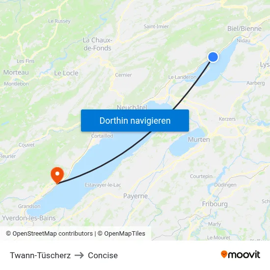 Twann-Tüscherz to Concise map