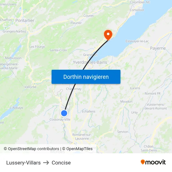 Lussery-Villars to Concise map