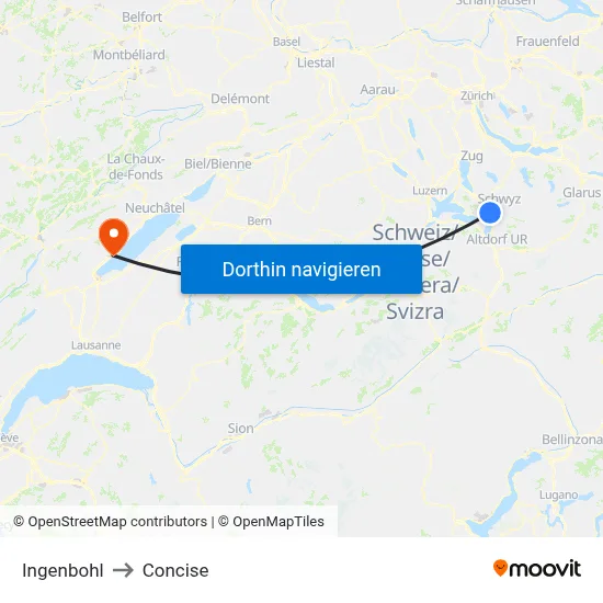 Ingenbohl to Concise map