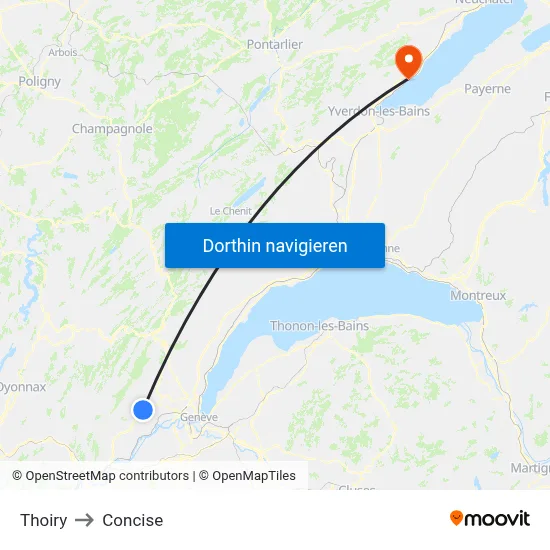 Thoiry to Concise map