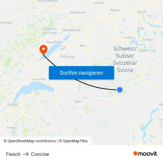 Fiesch to Concise map
