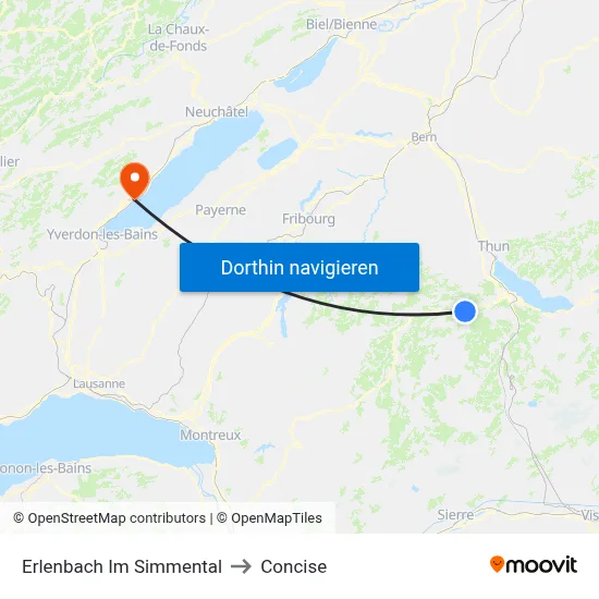 Erlenbach Im Simmental to Concise map
