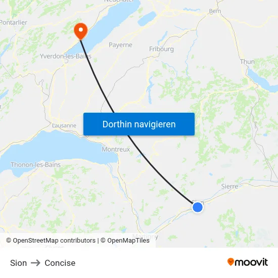 Sion to Concise map