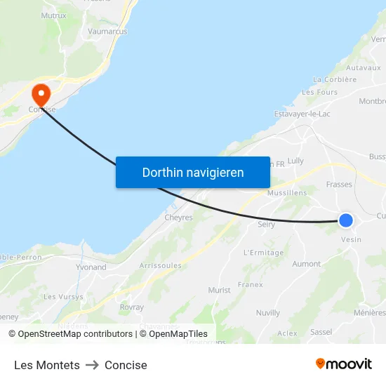 Les Montets to Concise map