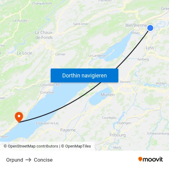 Orpund to Concise map