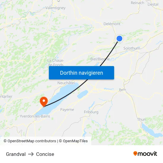 Grandval to Concise map