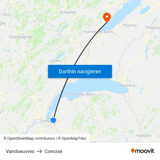 Vandoeuvres to Concise map