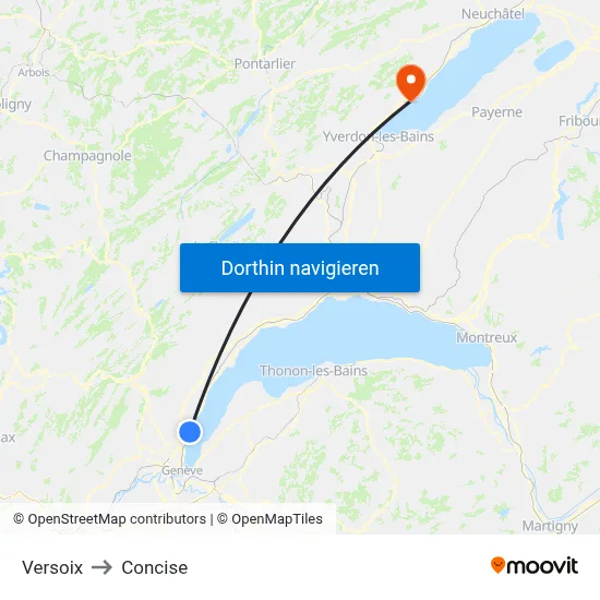 Versoix to Concise map