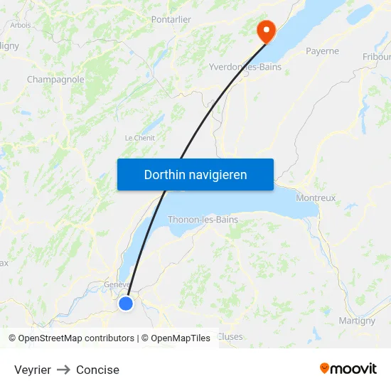 Veyrier to Concise map