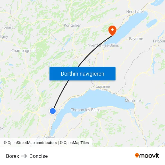 Borex to Concise map