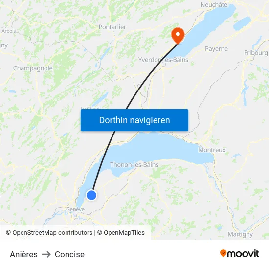 Anières to Concise map